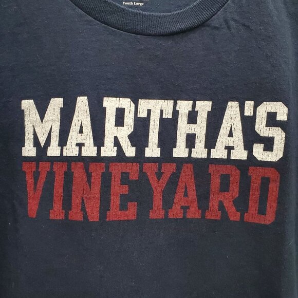Champion Kid's Navy Martha's Vineyards Embroidered Logo LS Graphic Tee Size YL - Picture 4 of 5